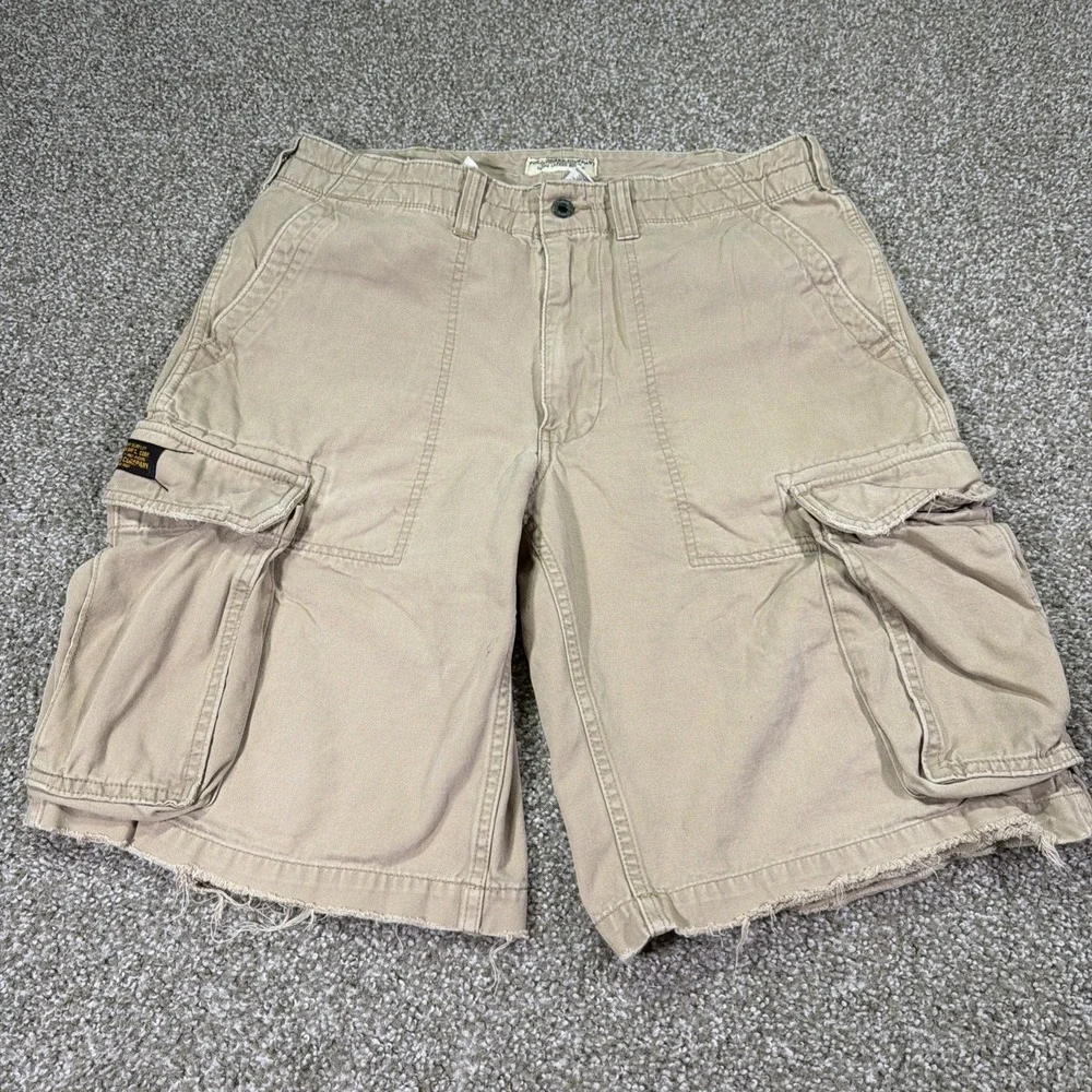 Polo Jeans Military Surplus Cargo Shorts Y2k Beige Essentials Size 34 Waist